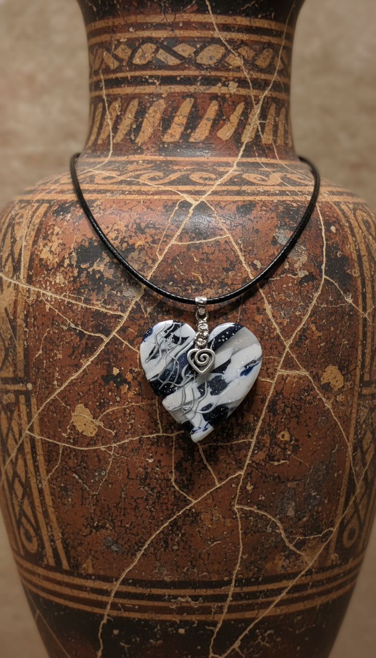 White and blue heart shaped Necklace