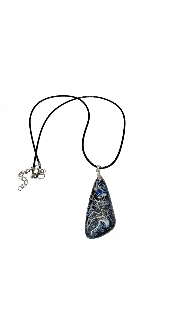 Blue and silver cabochon Necklace