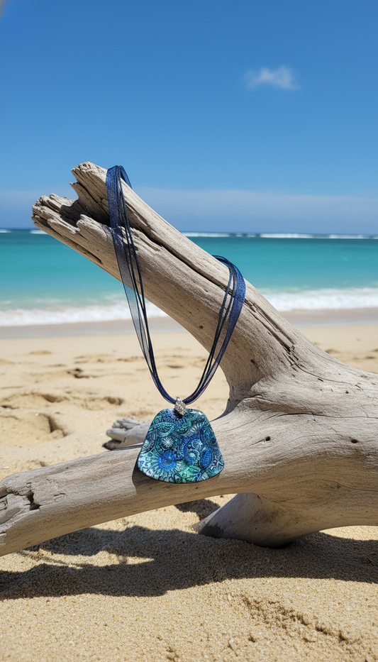Large blue green pearly Necklace