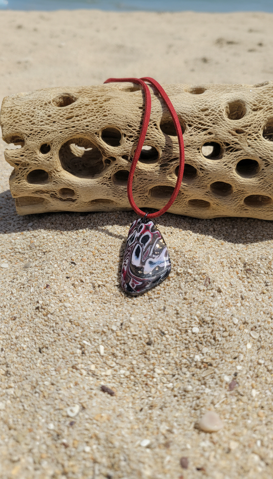 Red and golden abstract Necklace