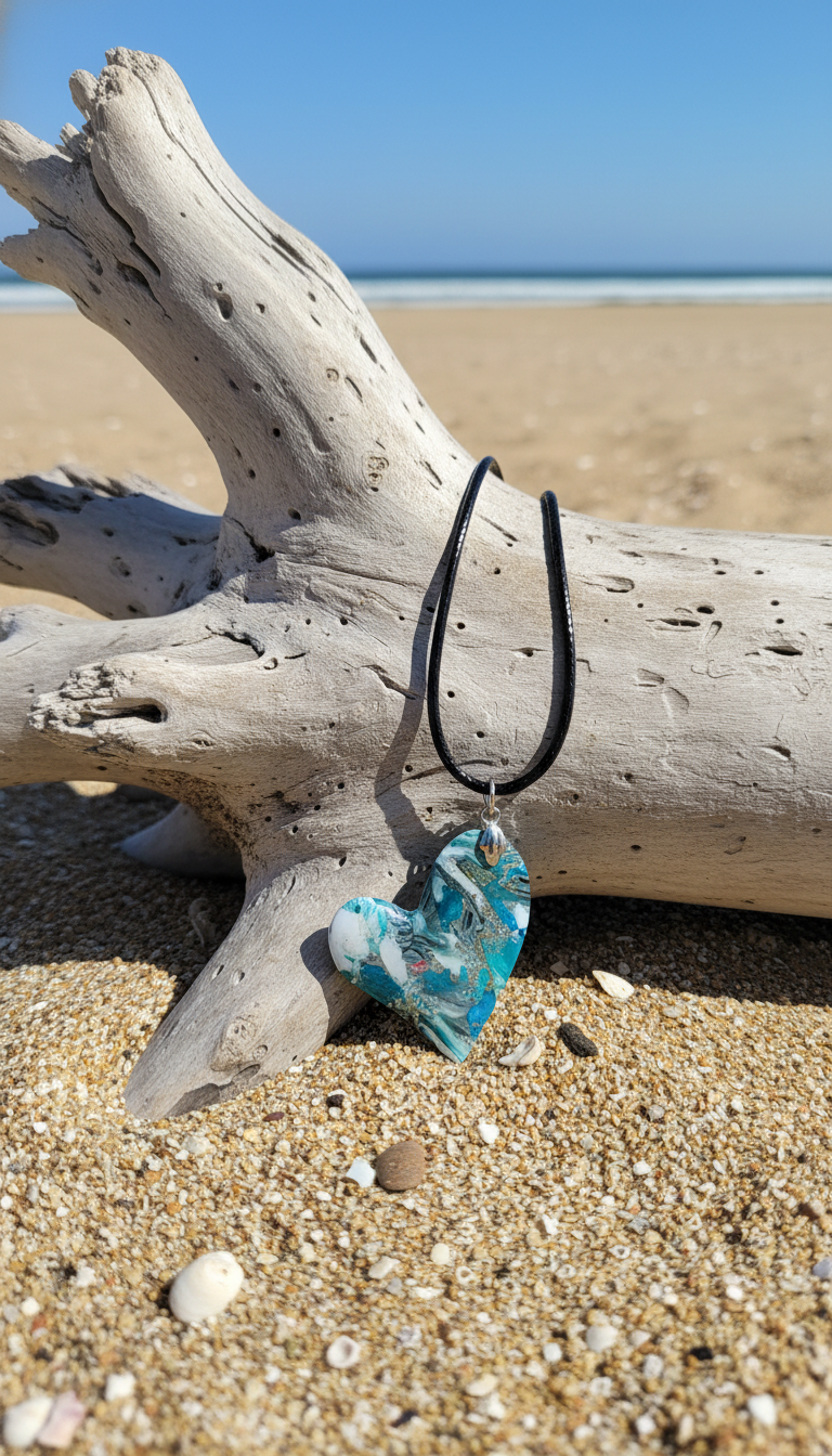 Abstract blue and golden heart Necklace