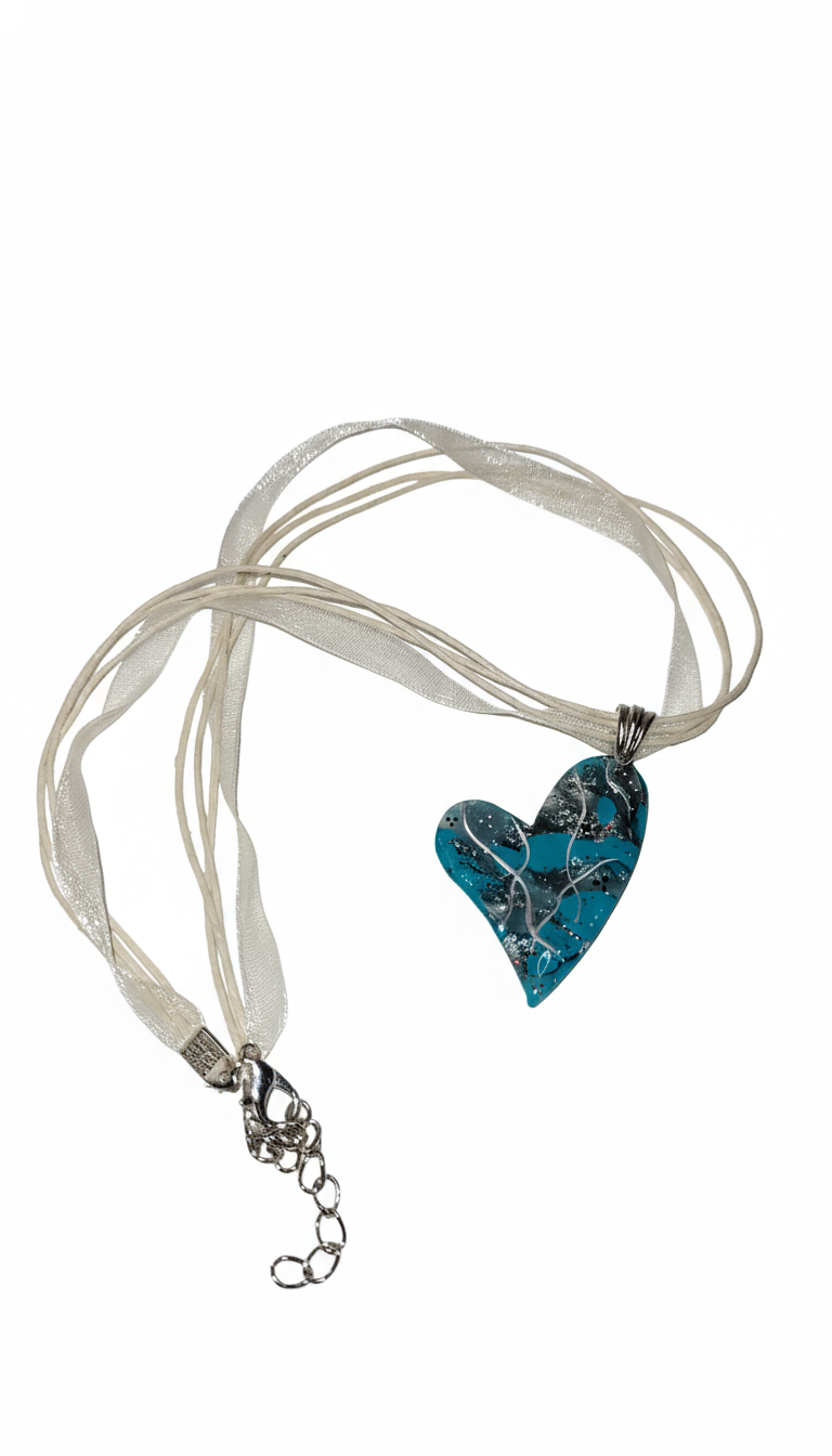 Blue and silver heart shape Necklace