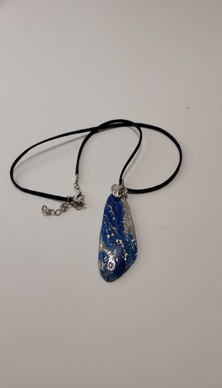 Blue and gold translucent Necklace