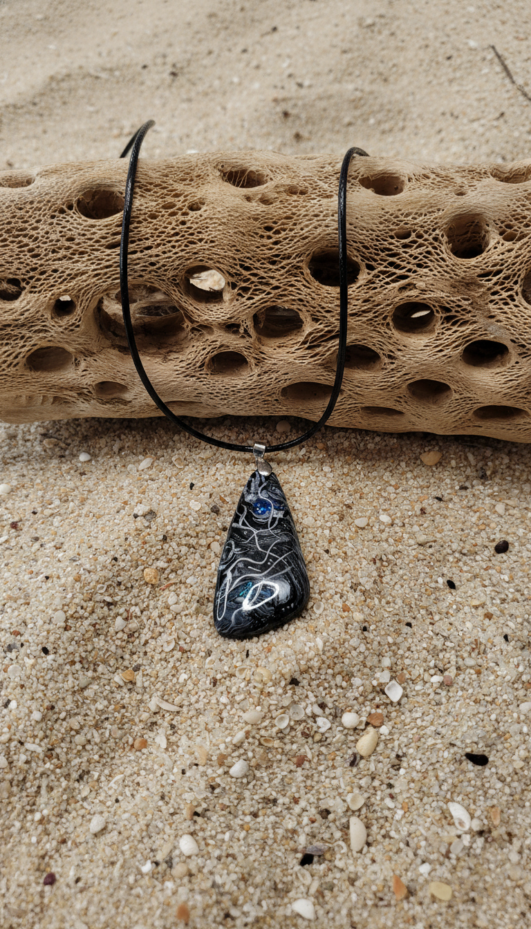 Blue and silver cabochon Necklace