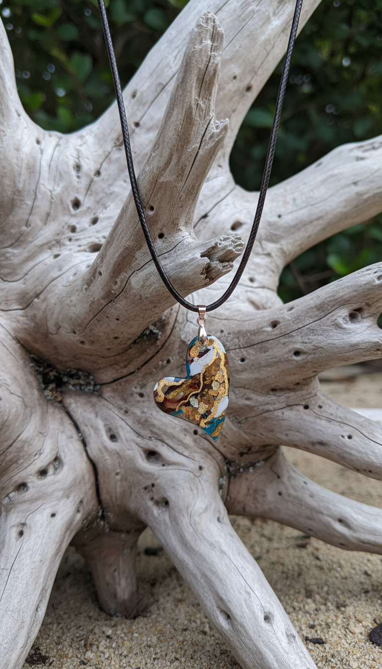 Golden iridescent heart shape Necklace