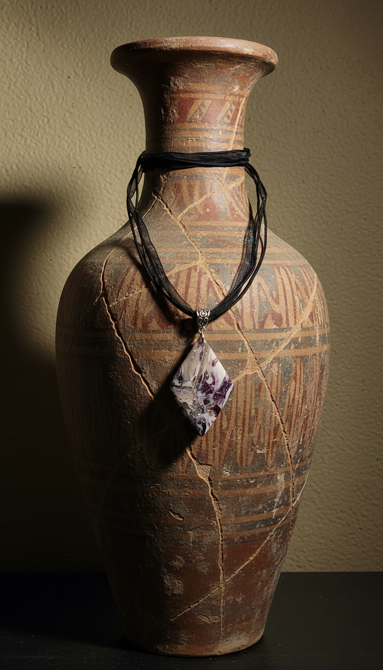 White and burgundy rhombus Necklace