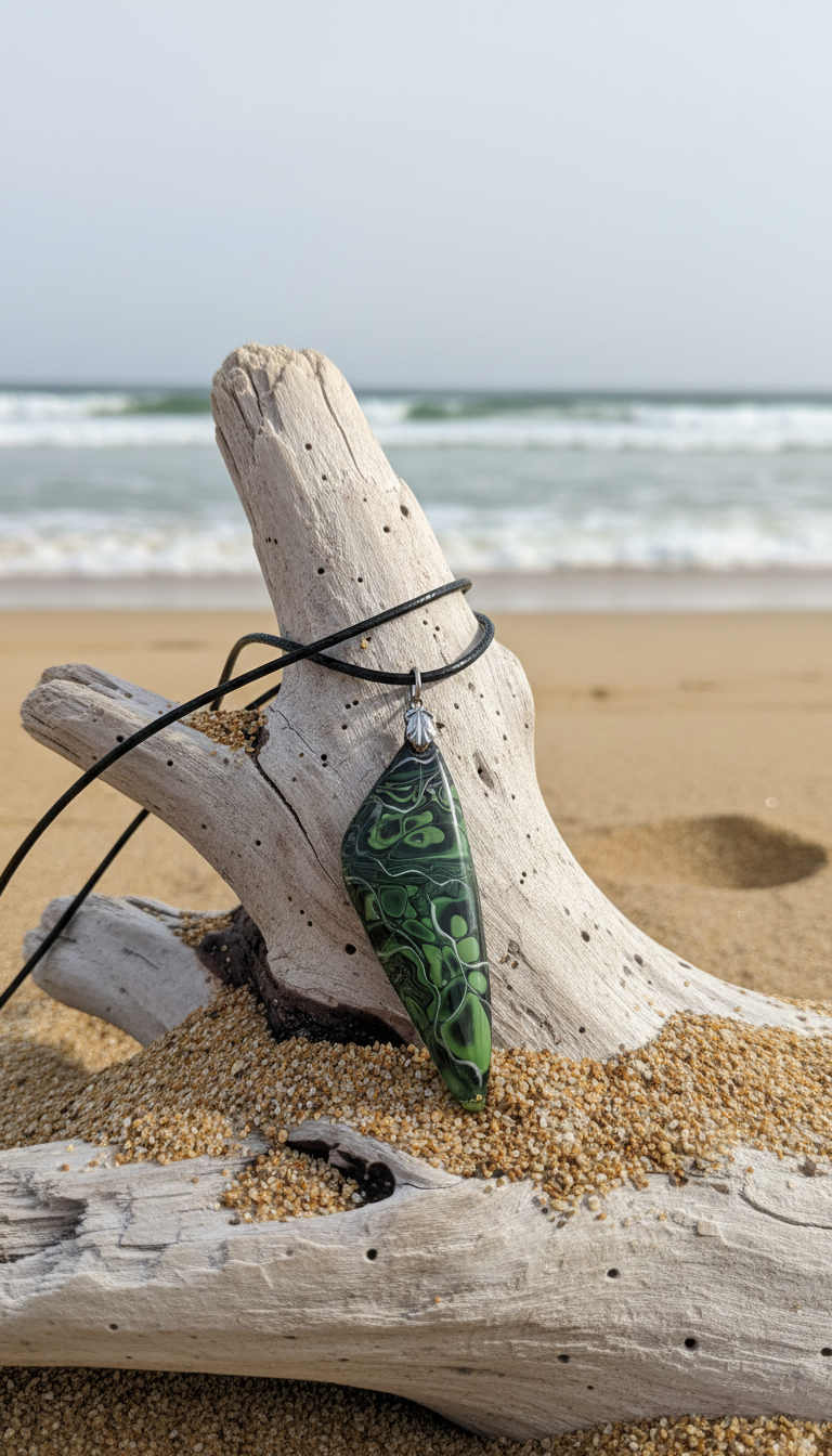 Green unique cabochon Necklace