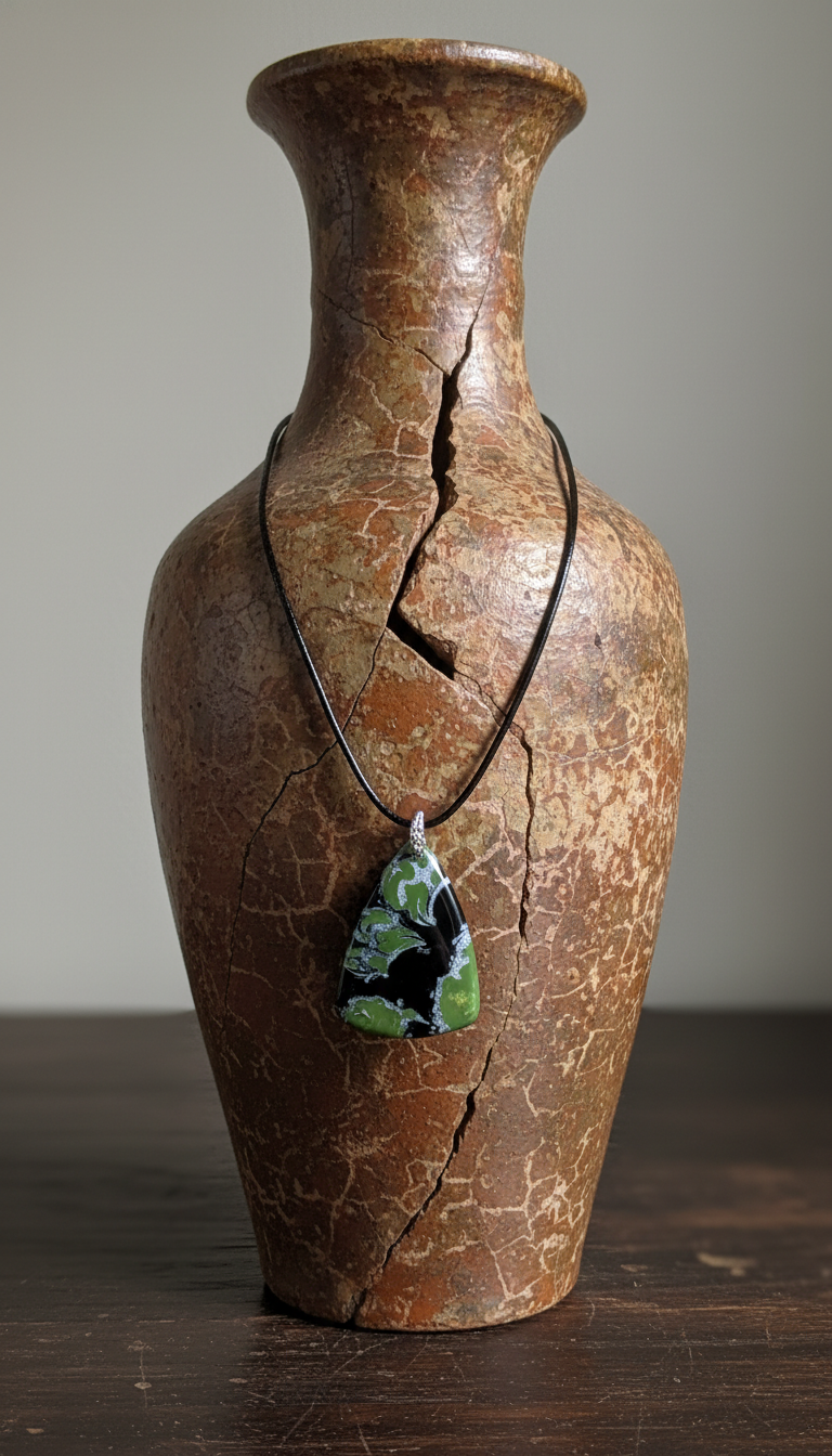 Silver and light green Necklace