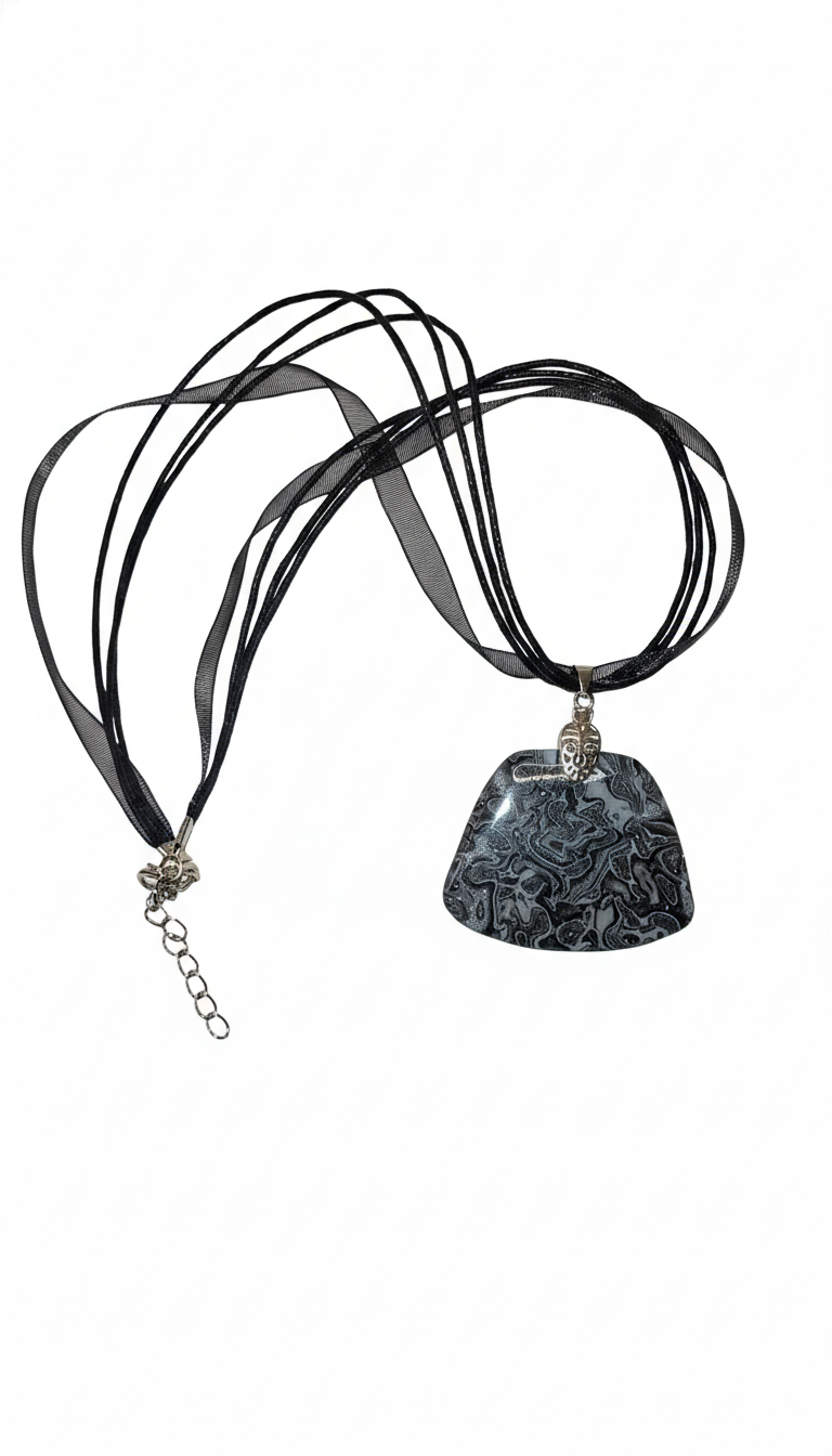 Larger abstract black and silver Necklace