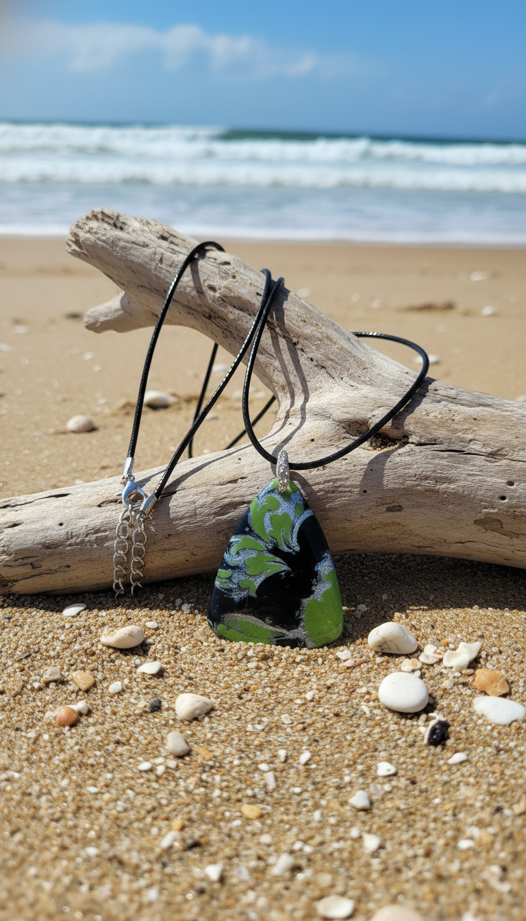 Silver and light green Necklace