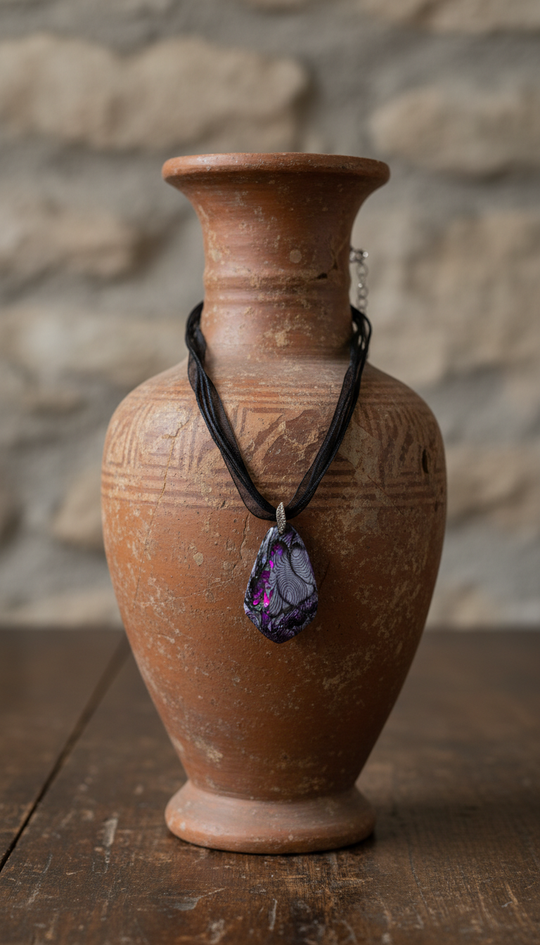 Unique Necklace in grey and violet