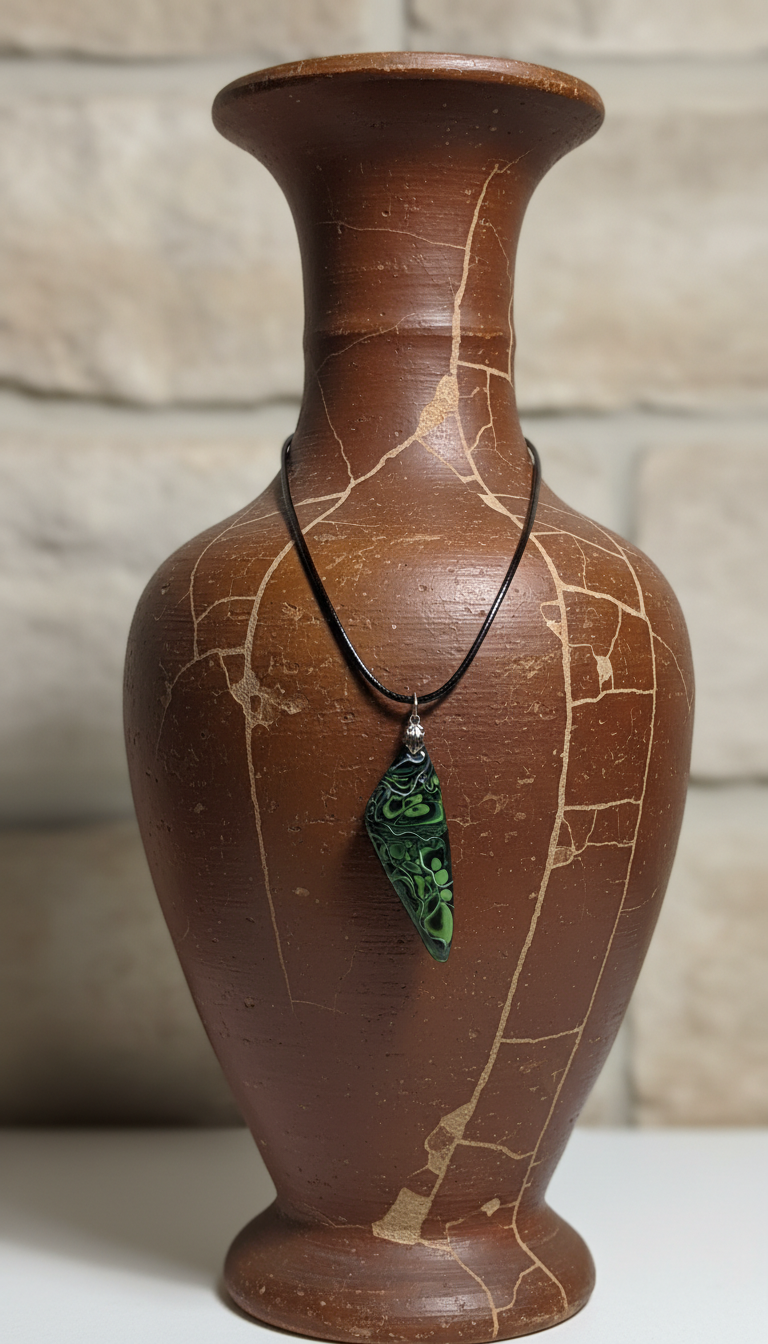 Green unique cabochon Necklace