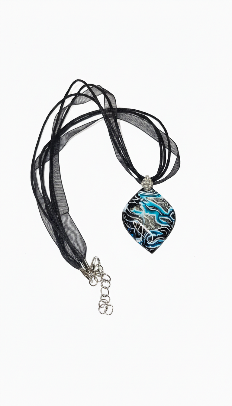 Blue with teal and silver Necklace