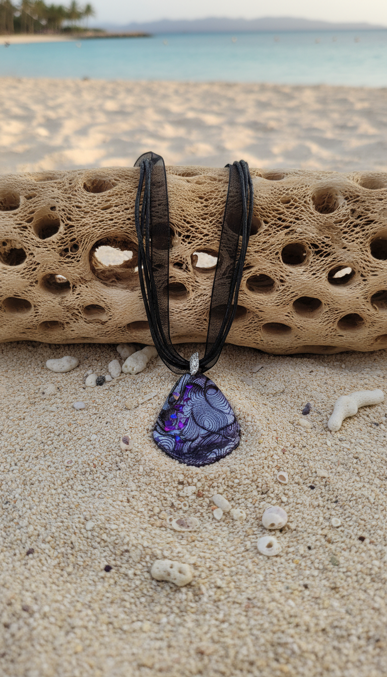 Unique Necklace in grey and violet