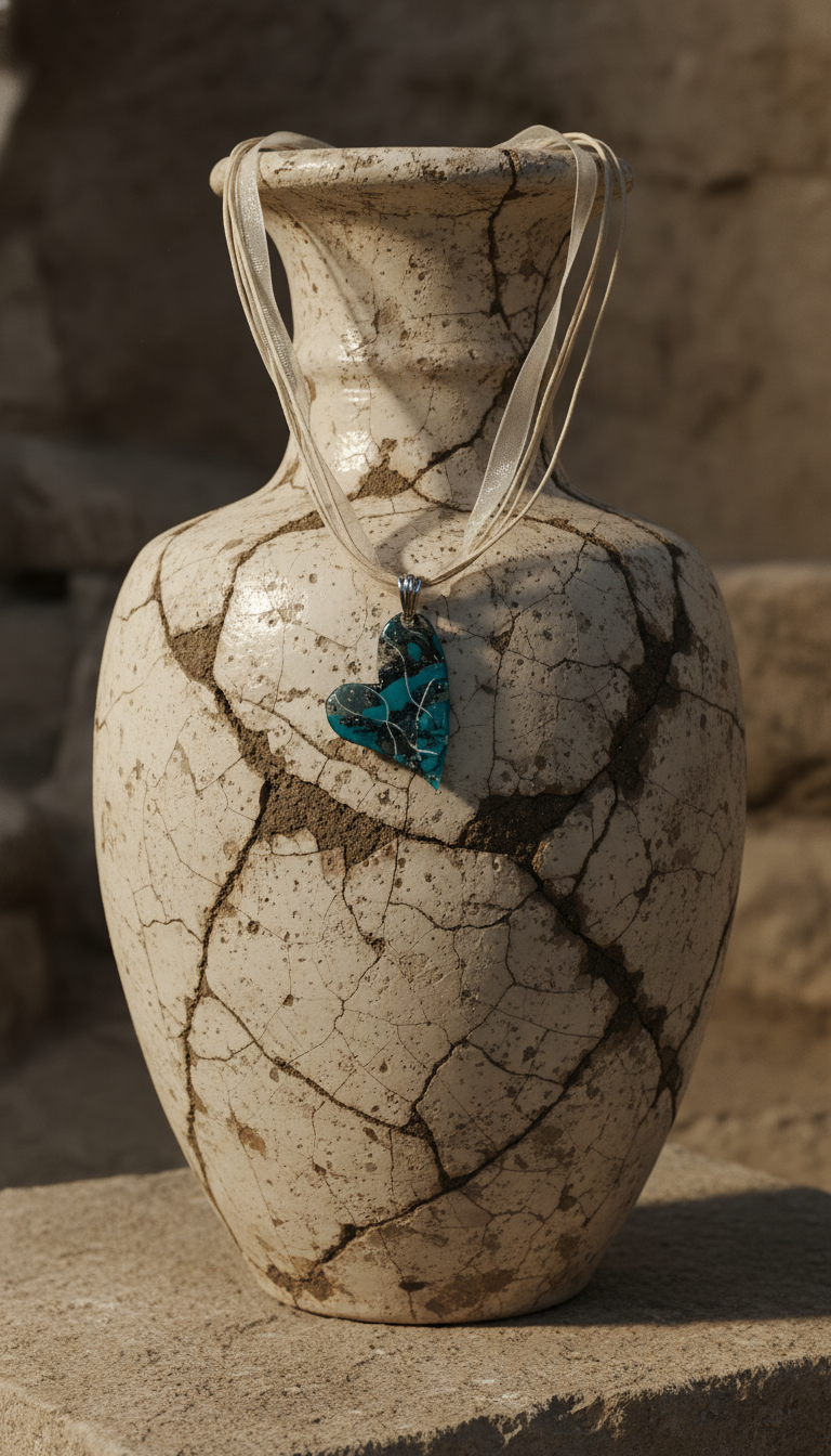 Blue and silver heart shape Necklace