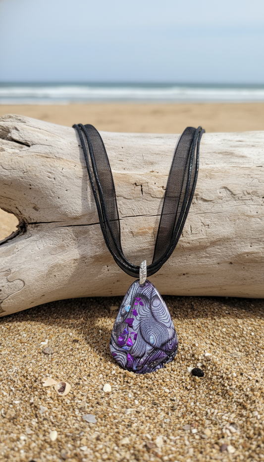 Unique Necklace in grey and violet