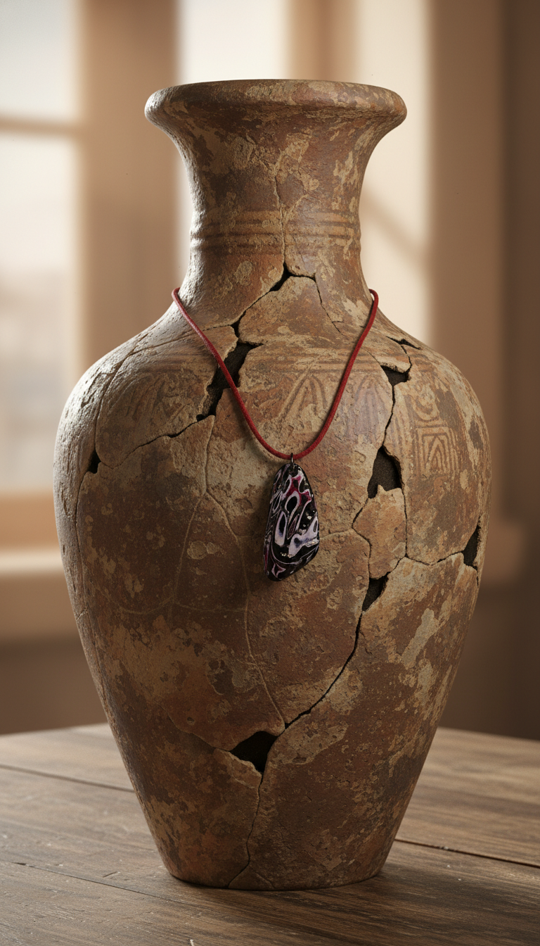 Red and golden abstract Necklace