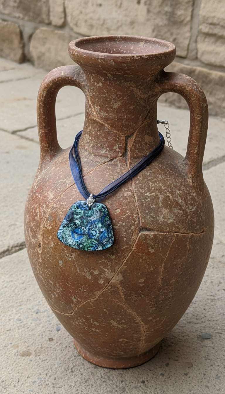 Large blue green pearly Necklace