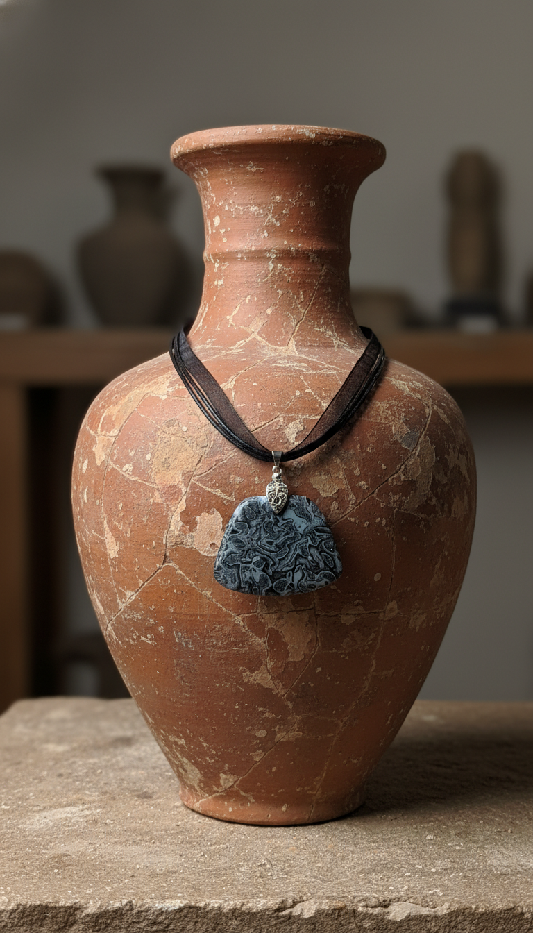 Larger abstract black and silver Necklace