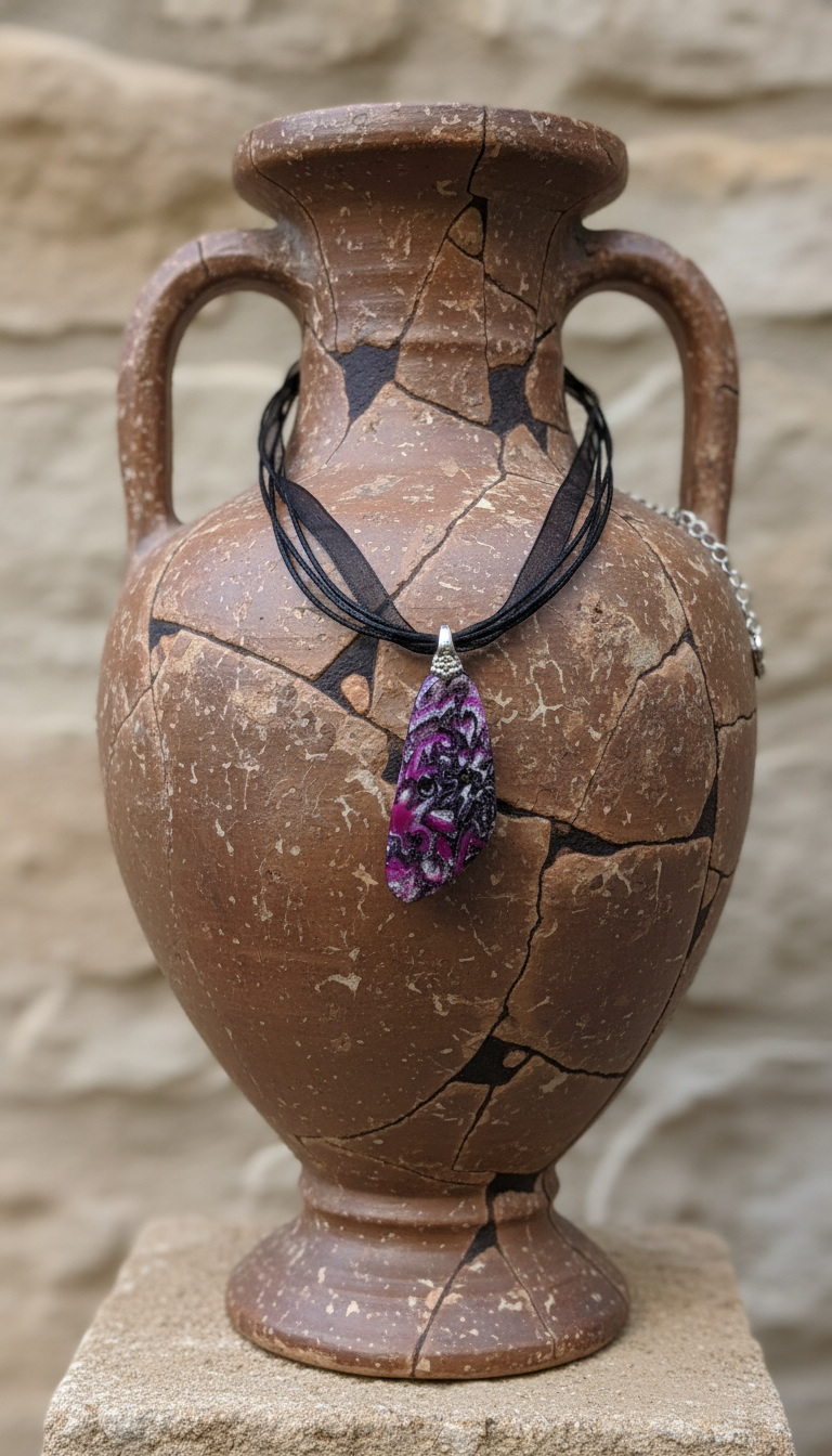 Purple and silver abstract Necklace