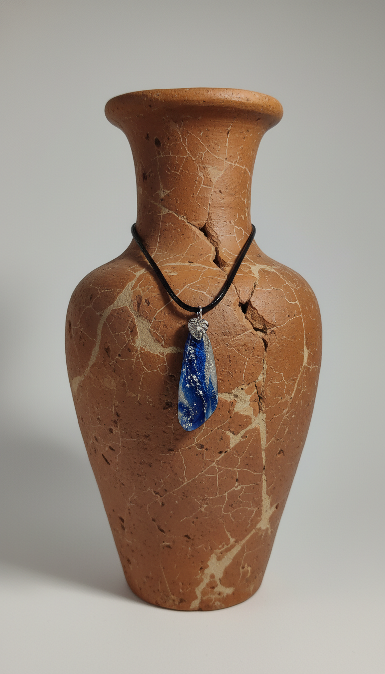 Blue and gold translucent Necklace