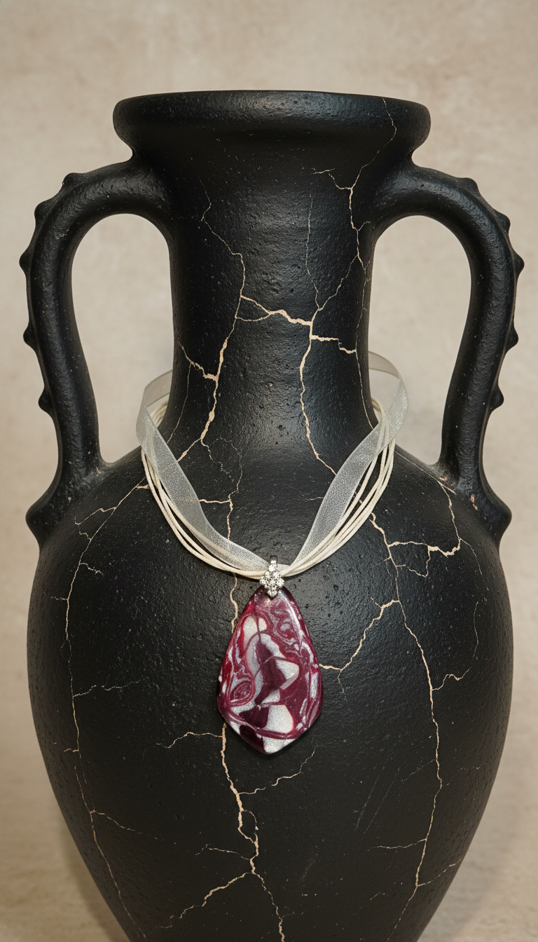 Red and silver Necklace
