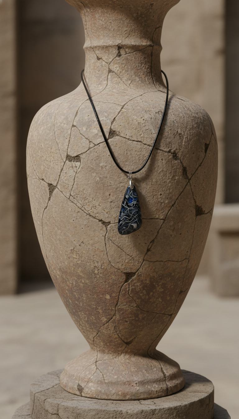 Blue and silver cabochon Necklace