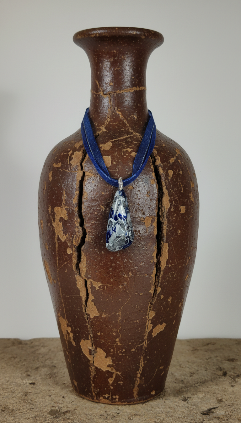 Bright blue and silver cabochon Necklace